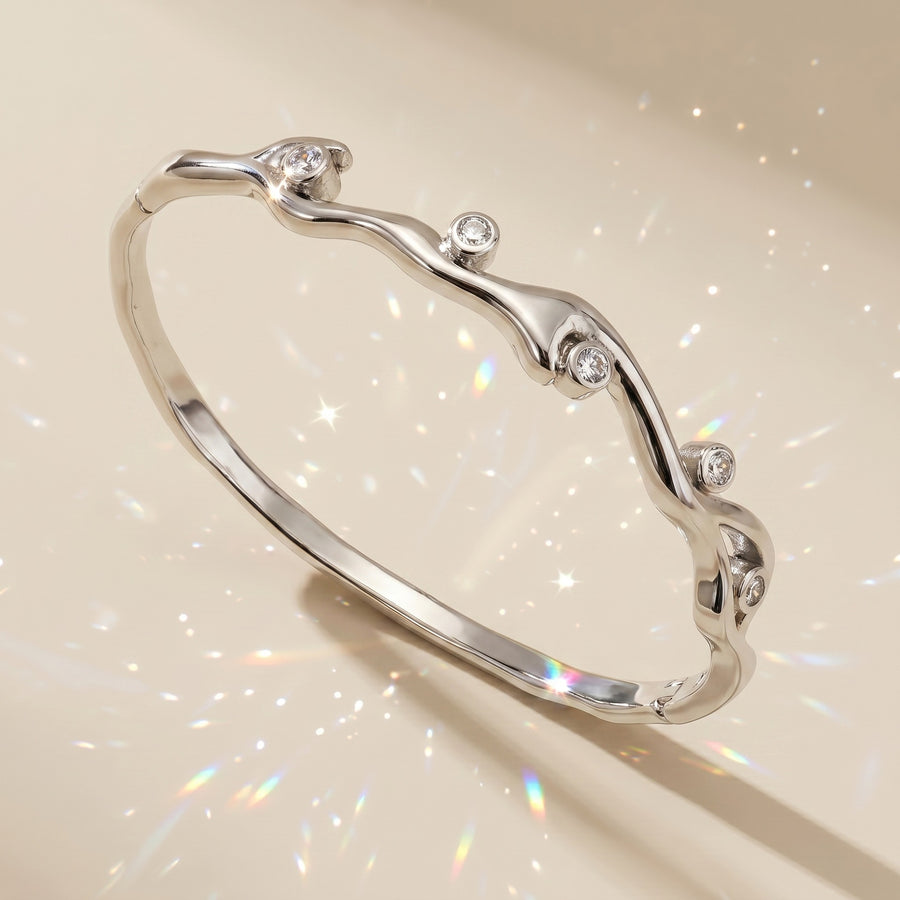 Copper Bangle with Zircon Inlays - Stylish & Secure