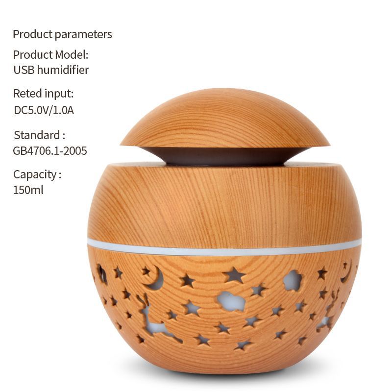 Colorful Transparent Mute Wood Grain Humidifier for Home Office