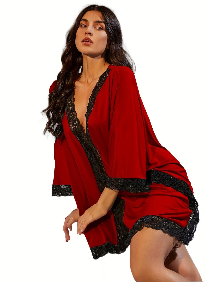 Round-neck Printed Loungewear Pajama Two-piece Set