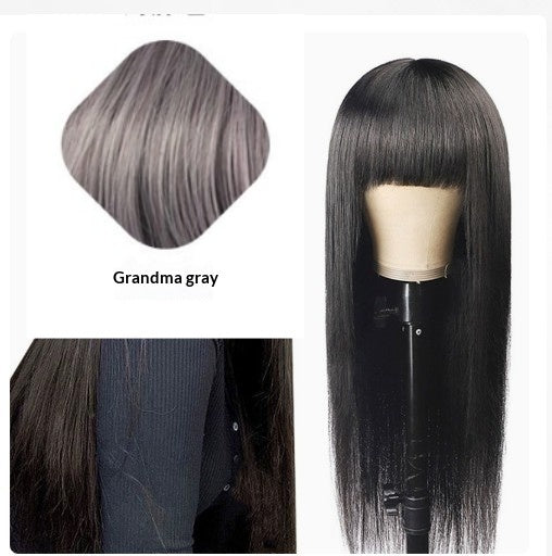 Women's Long Straight Synthetic Wig with Bangs - Heat Resistant