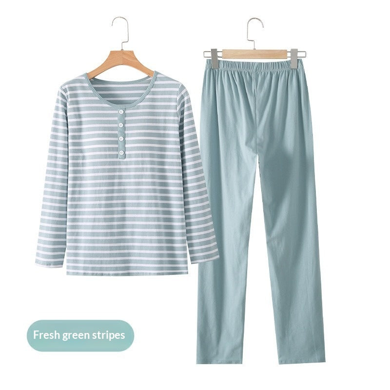Womens Striped Long-Sleeve Pajama Set with Built-In Bra Pads