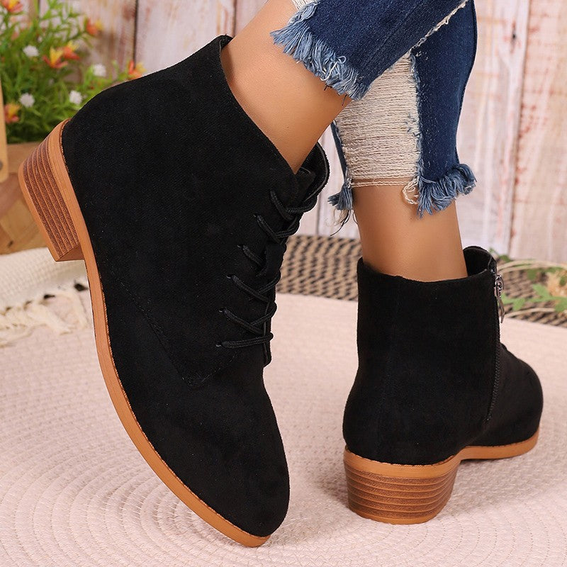 Womens Suede Short Slim-Fit Boots for Stylish Comfort