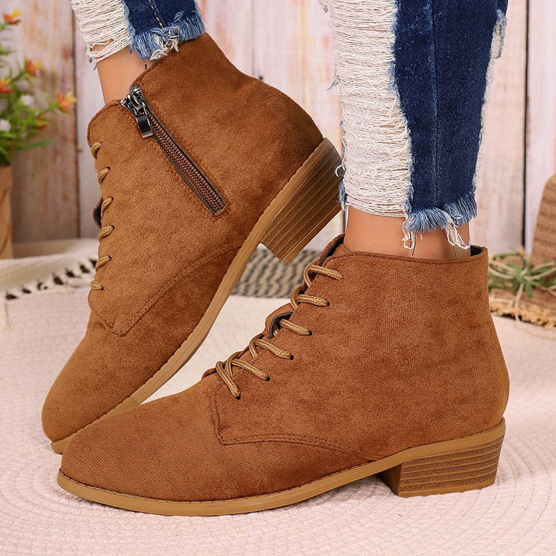 Womens Suede Short Slim-Fit Boots for Stylish Comfort