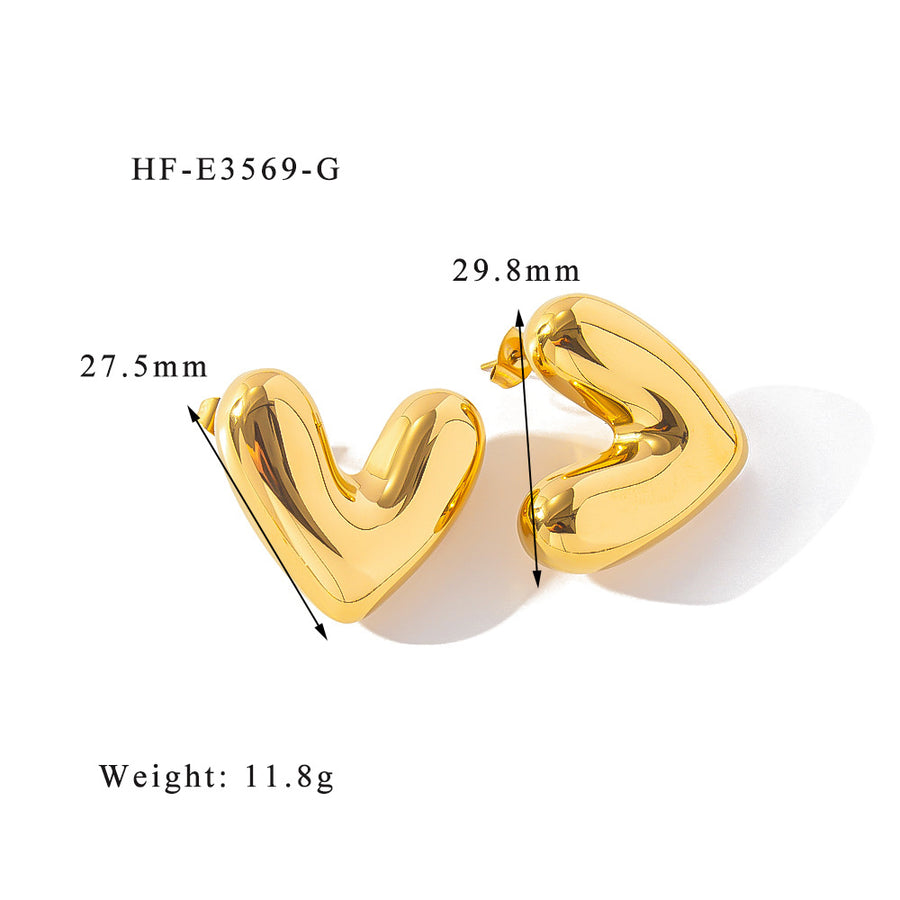 316L Stainless Steel U Shape Heart Shape Ear Studs for Women