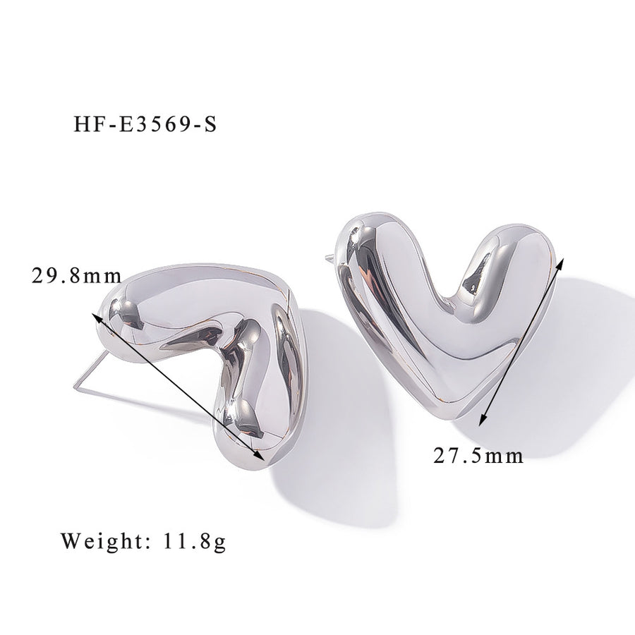 316L Stainless Steel U Shape Heart Shape Ear Studs for Women