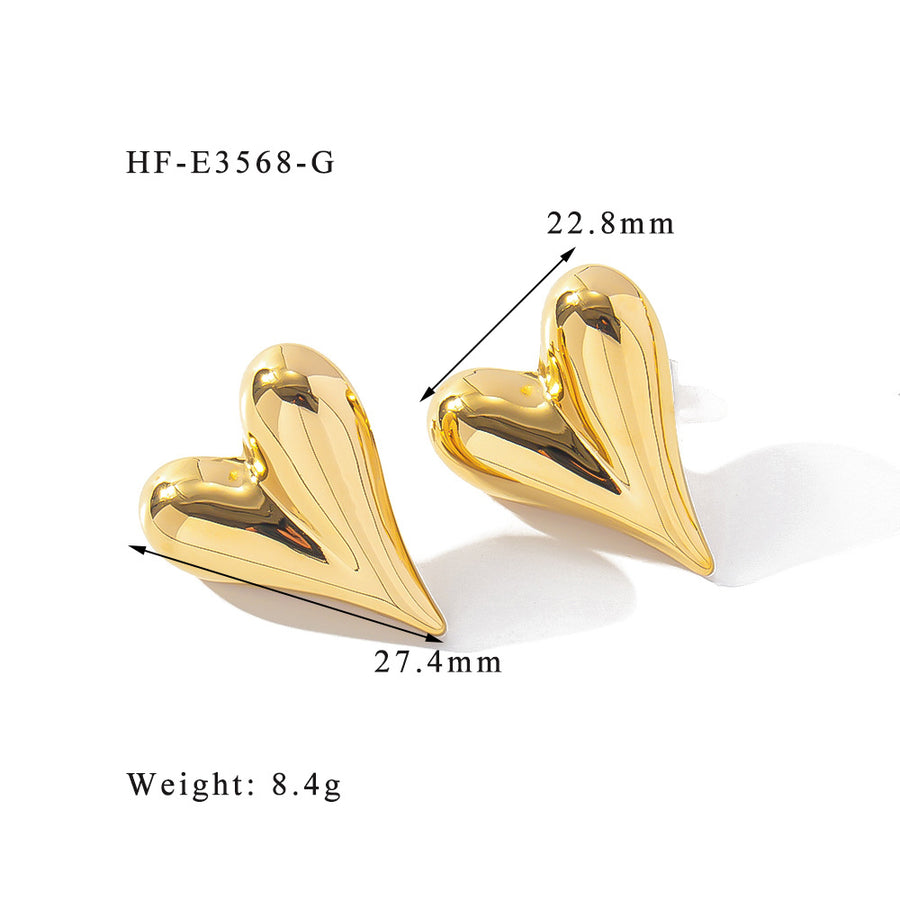 316L Stainless Steel U Shape Heart Shape Ear Studs for Women