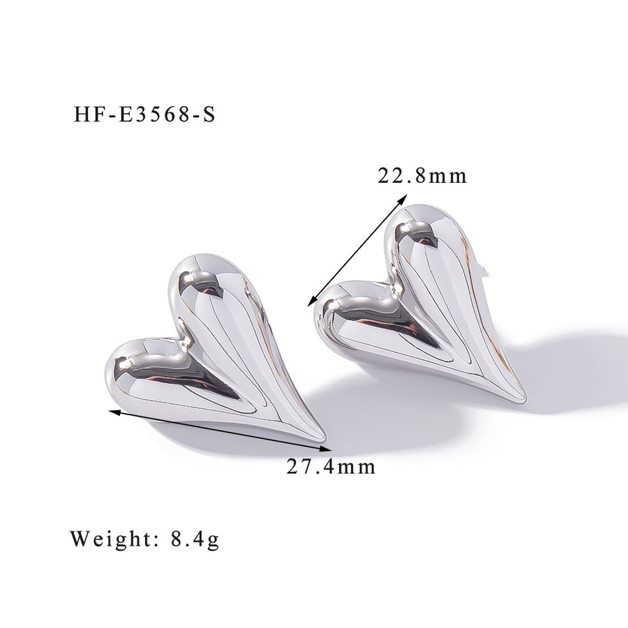316L Stainless Steel U Shape Heart Shape Ear Studs for Women