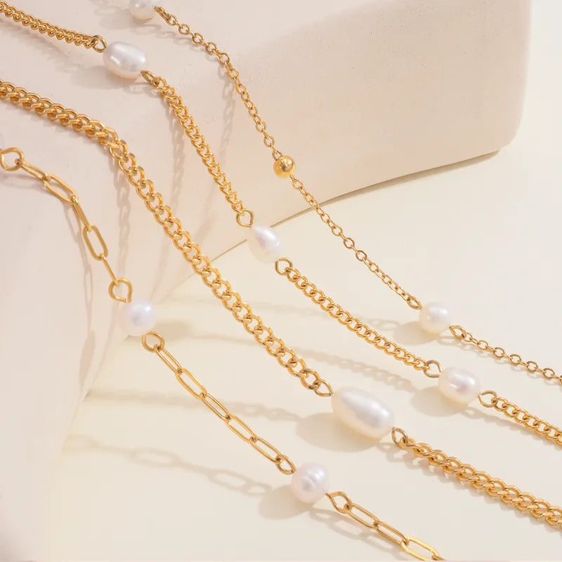 Elegant Pearl Design Necklace for Women in 316L Stainless Steel