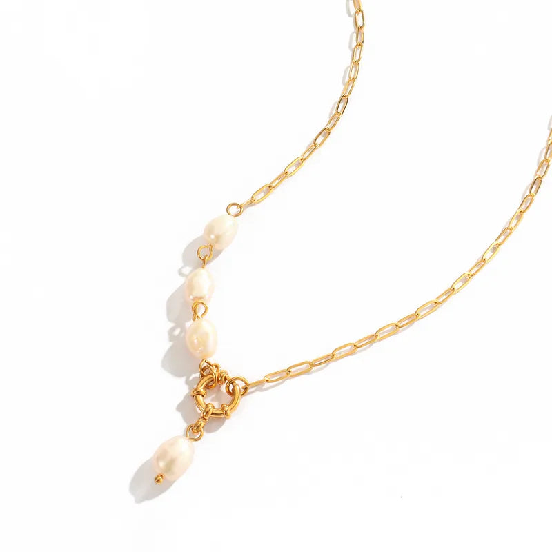 Elegant Pearl Design Necklace for Women in 316L Stainless Steel