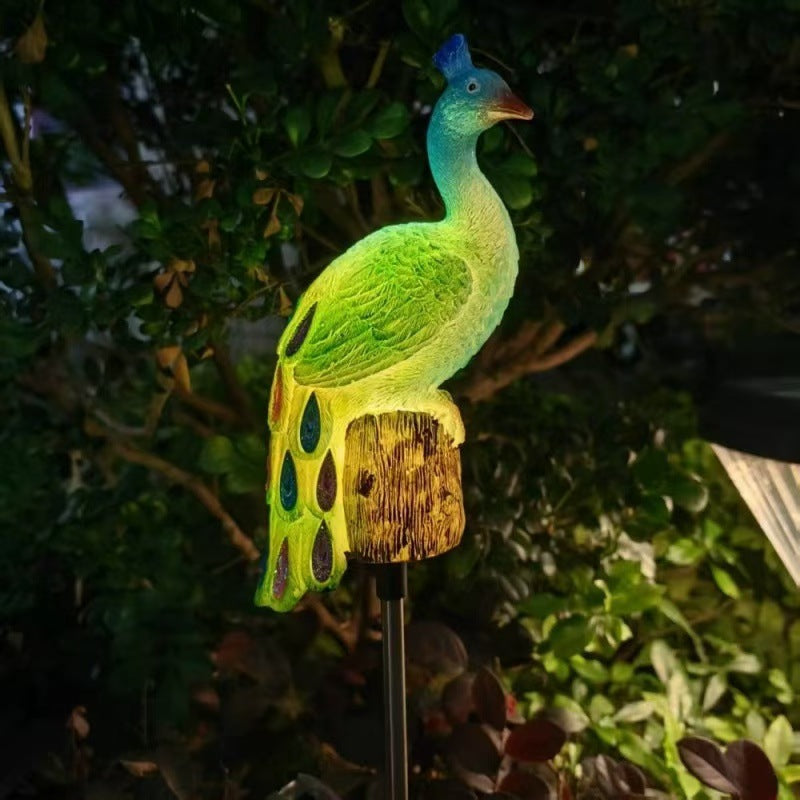 Resin Solar-powered Peacock Landscape Lamp for Outdoor Spaces