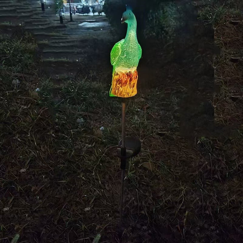 Resin Solar-powered Peacock Landscape Lamp for Outdoor Spaces