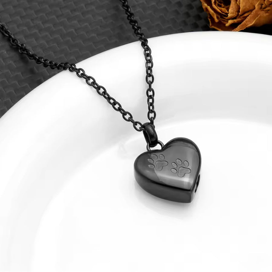 Heart-shaped Openable Memorial Pendant Necklace - Stainless Steel