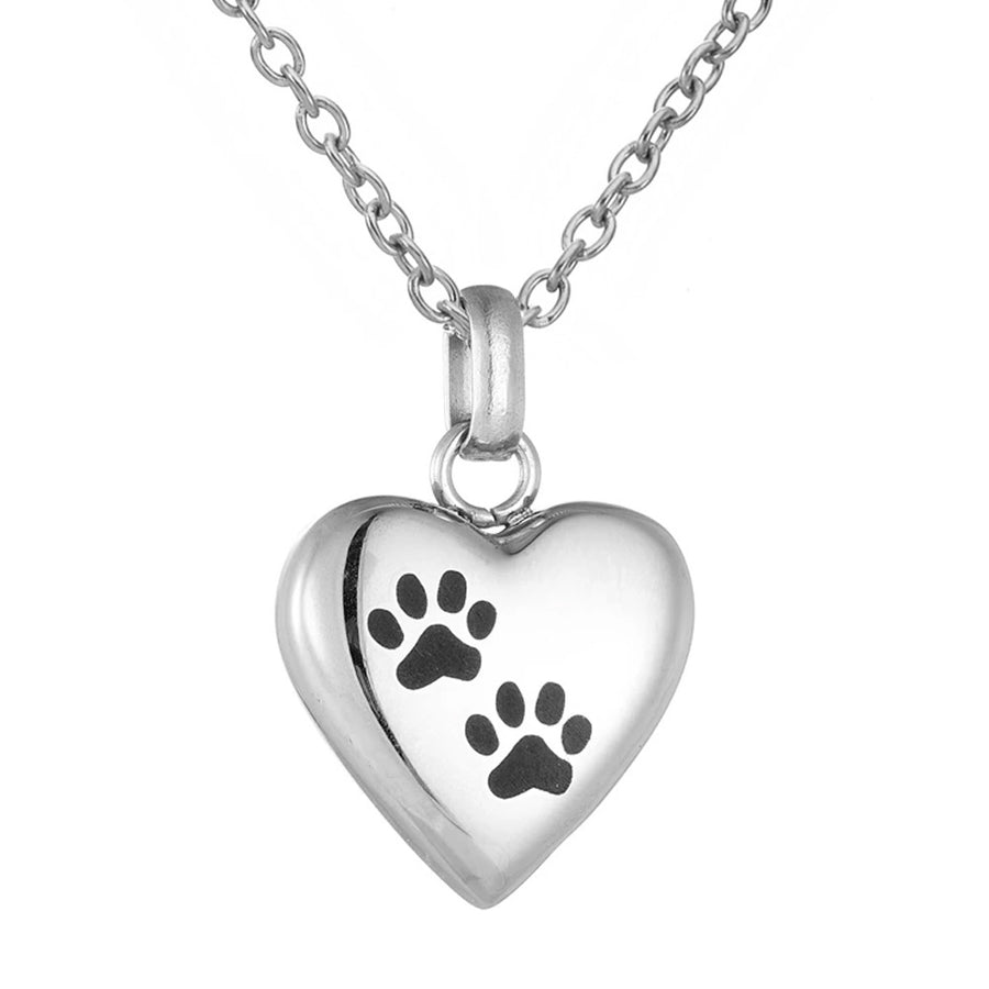 Heart-shaped Openable Memorial Pendant Necklace - Stainless Steel