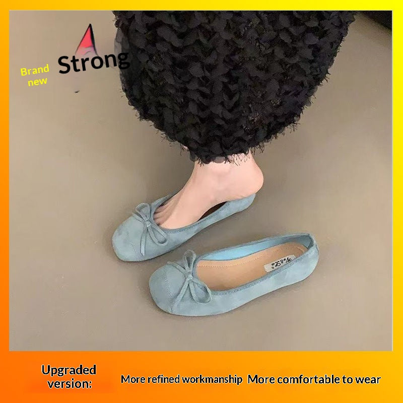 Scoop-toe Shoes Evening Breeze Bow Detail Red Flats