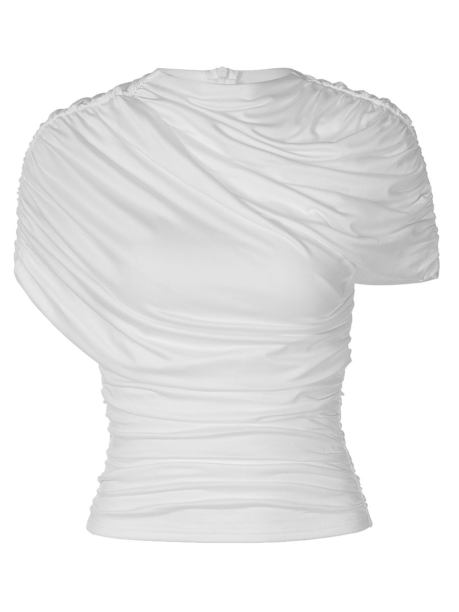 Solid-Color Scarf-Collar Fashion Draped Sleeveless Top
