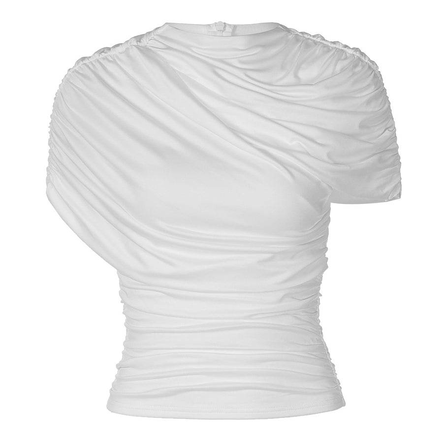 Solid-Color Scarf-Collar Fashion Draped Sleeveless Top
