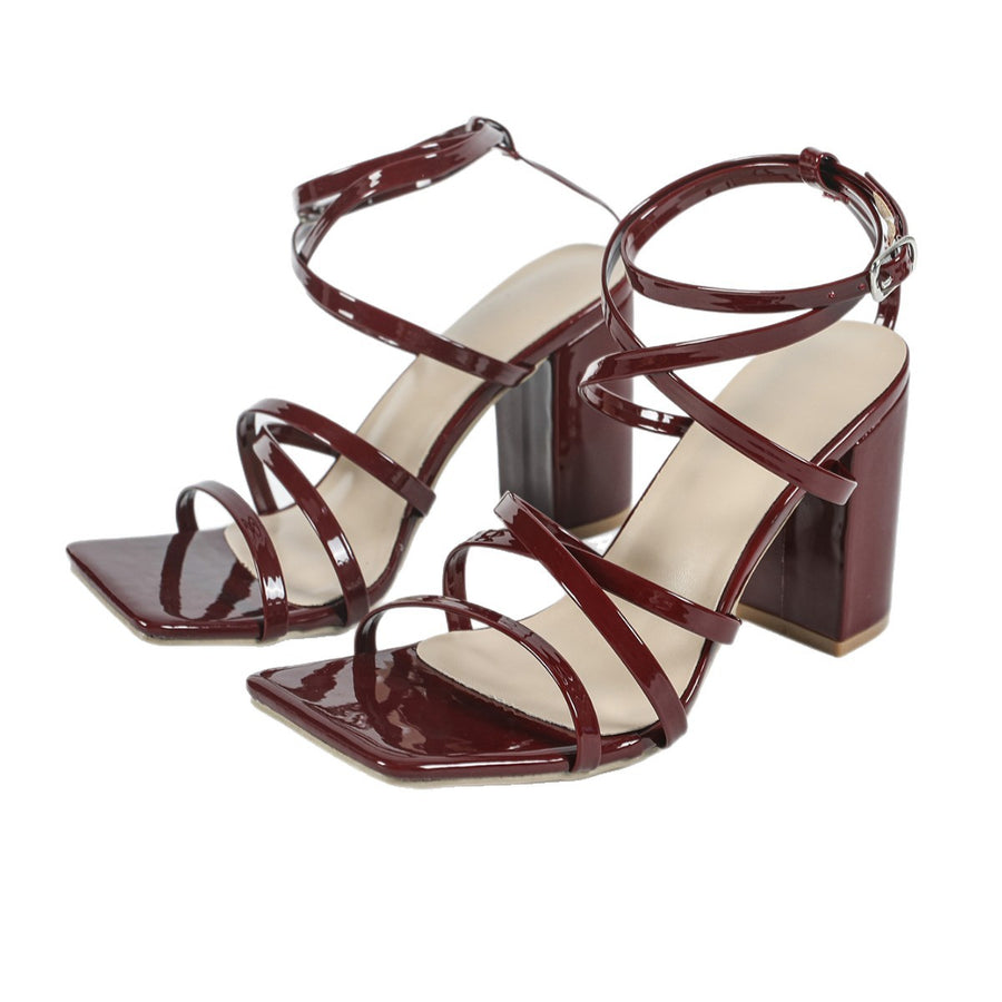 Cross-strap Square-toe Sandals for Women - Stylish High Heels