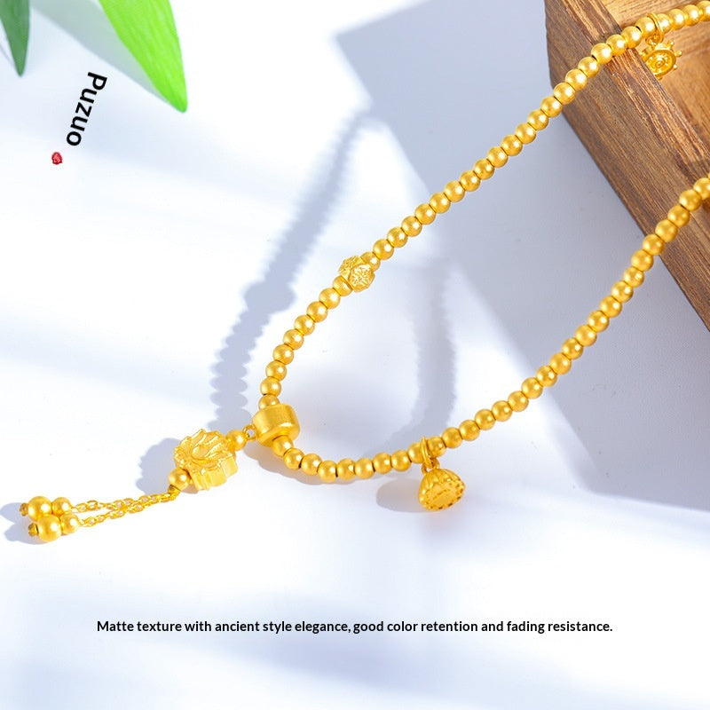 Matte Gold Sand Triple-Loop Bracelet for Women