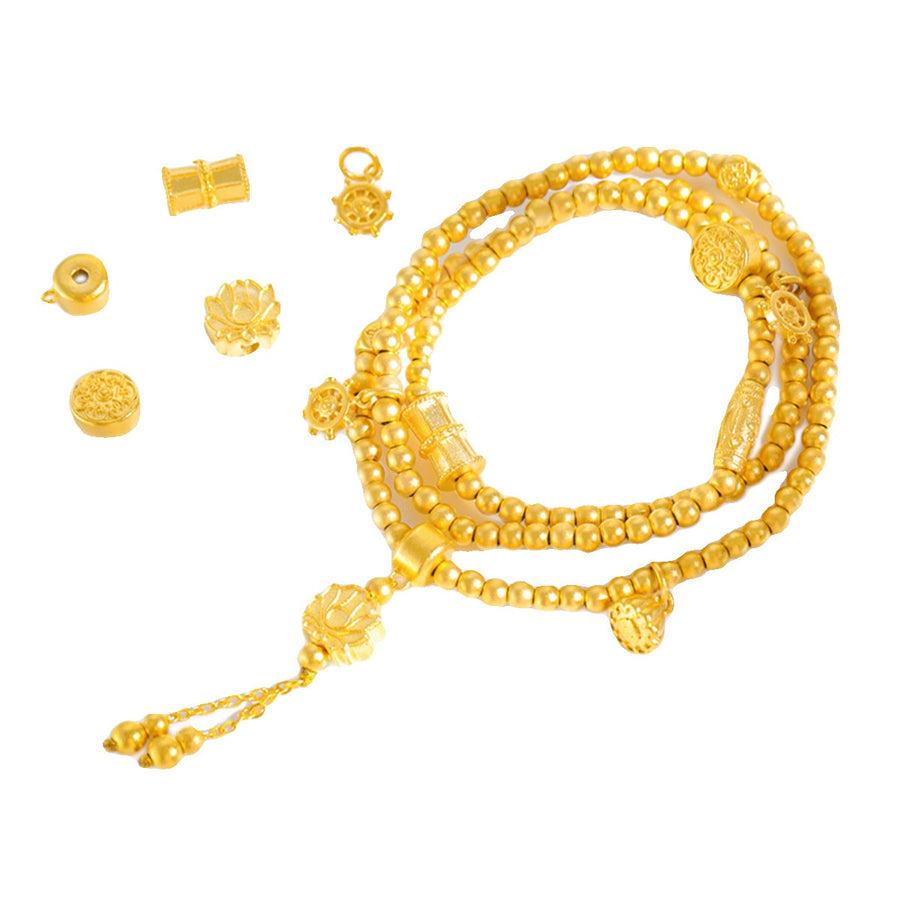 Matte Gold Sand Triple-Loop Bracelet for Women