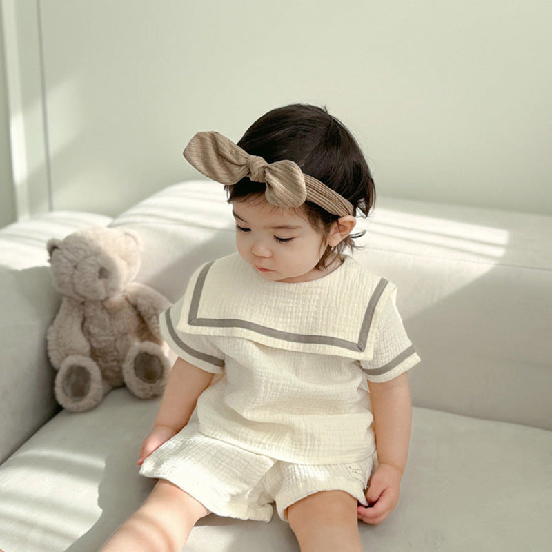 A-class Pure Cotton Gauze Split Set for Girls - Climbing Suit