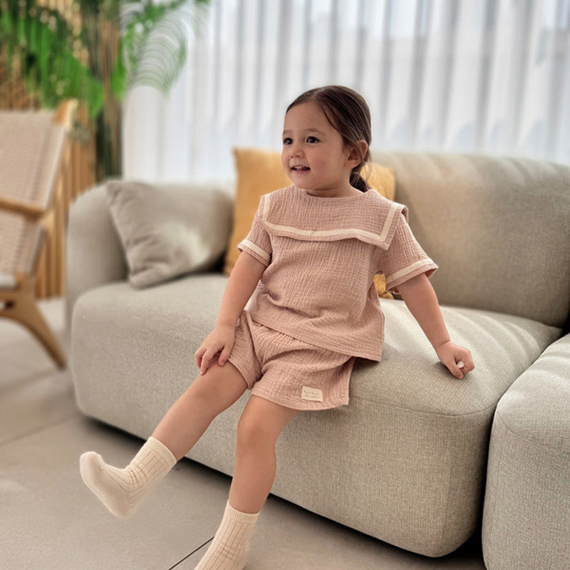 A-class Pure Cotton Gauze Split Set for Girls - Climbing Suit