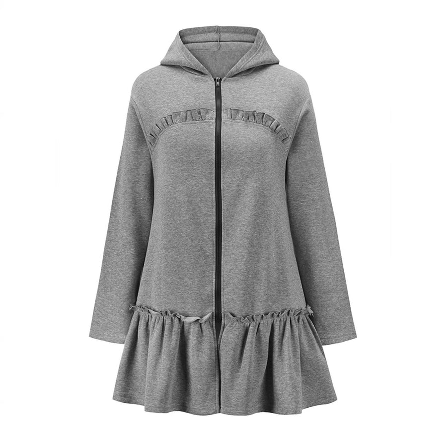 Autumn-style hoodie with wooden earflaps and slanted hem