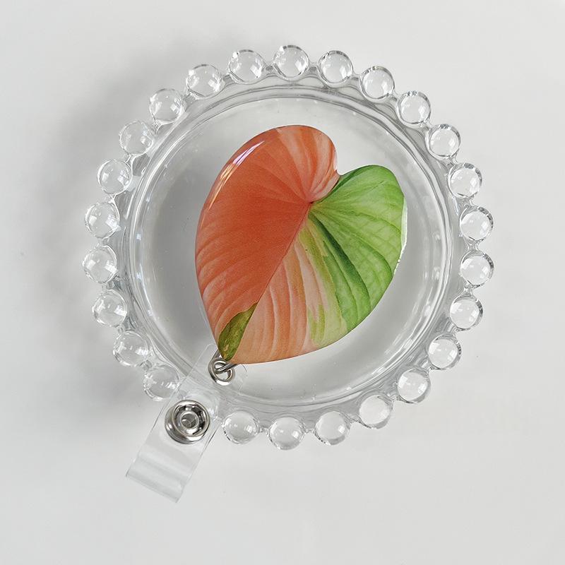 Rotating Leaf Acrylic Epoxy Work ID Badge Clip