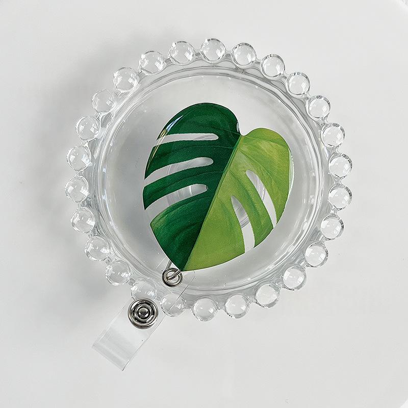 Rotating Leaf Acrylic Epoxy Work ID Badge Clip