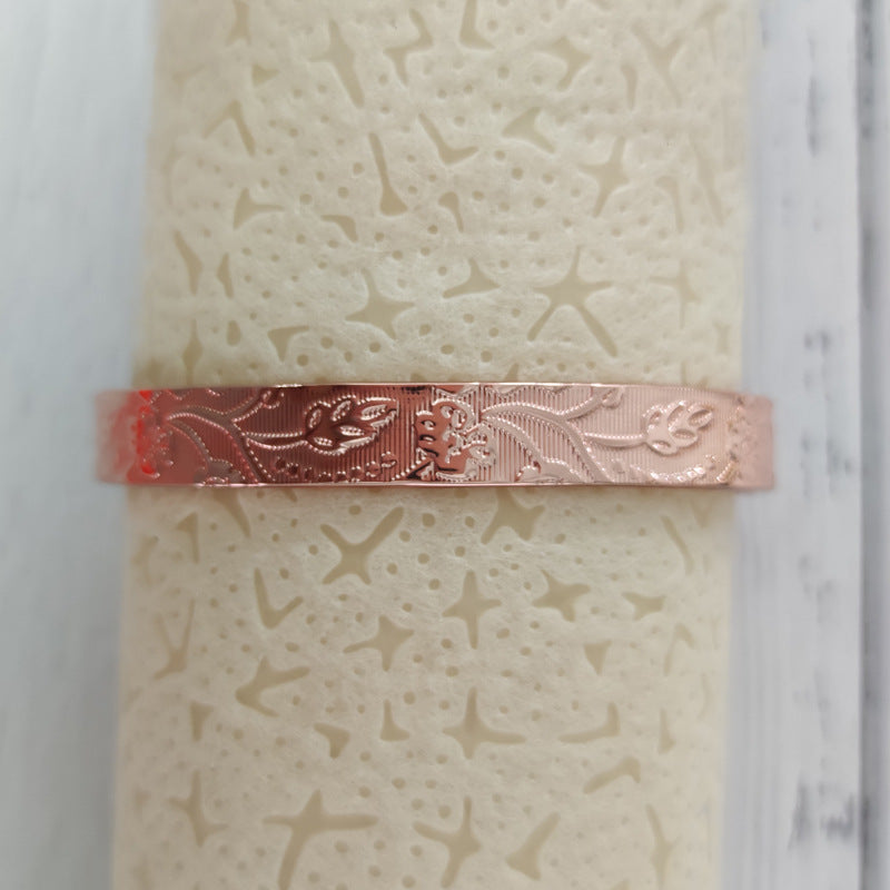 Adjustable Floral Purplish-red Copper Magnetic Bracelet