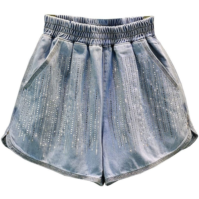 Figure-Flattering Wide-Leg Shorts with Rhinestone Detailing
