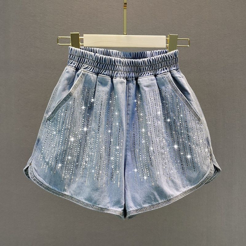 Figure-Flattering Wide-Leg Shorts with Rhinestone Detailing