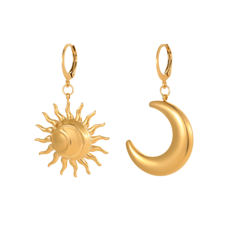 French-style Vintage Titanium Steel Earrings with 18k Gold Finish