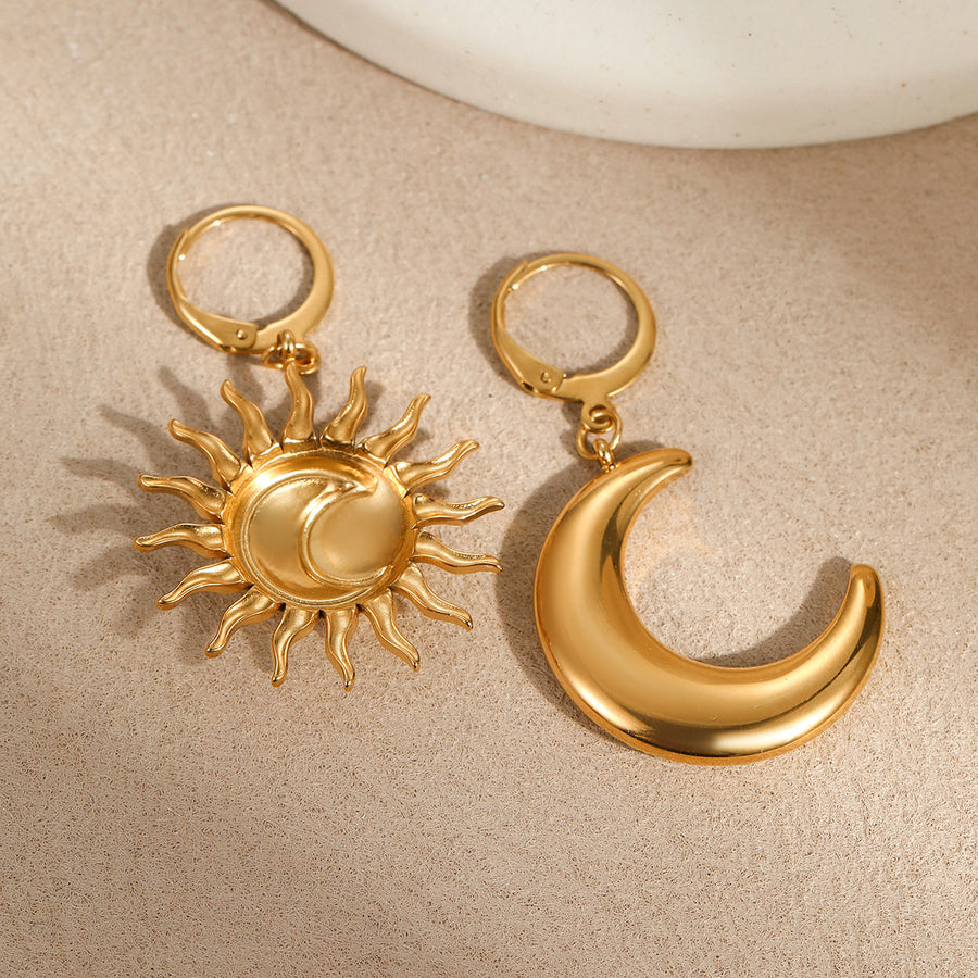 French-style Vintage Titanium Steel Earrings with 18k Gold Finish