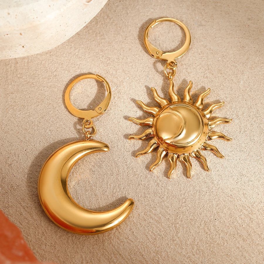 French-style Vintage Titanium Steel Earrings with 18k Gold Finish