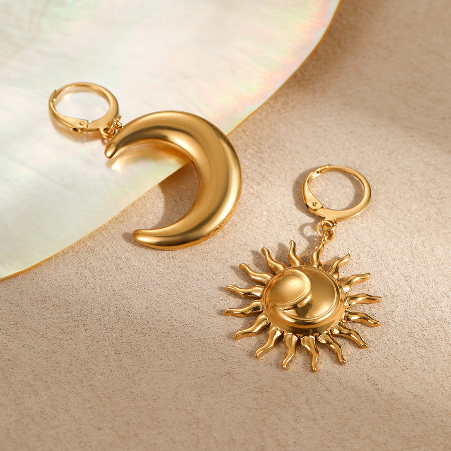French-style Vintage Titanium Steel Earrings with 18k Gold Finish