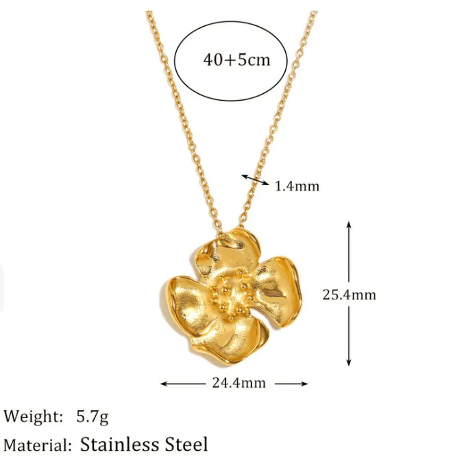 Flowers Pendant Necklace for Women - 316L Stainless Steel