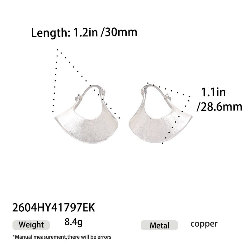 Handcrafted Wire-Drawing Fan-Shaped Metal Earrings