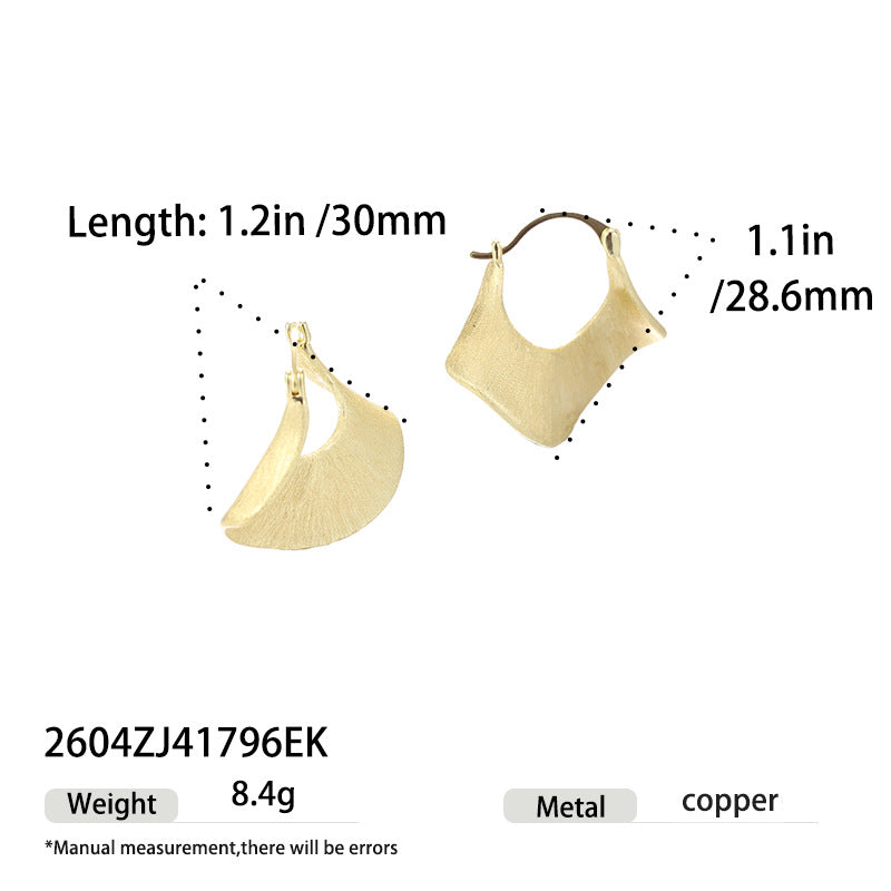 Handcrafted Wire-Drawing Fan-Shaped Metal Earrings