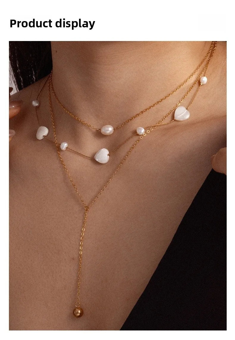 Sweet Pearl Pendant Necklace for Women - 18K Gold Plated