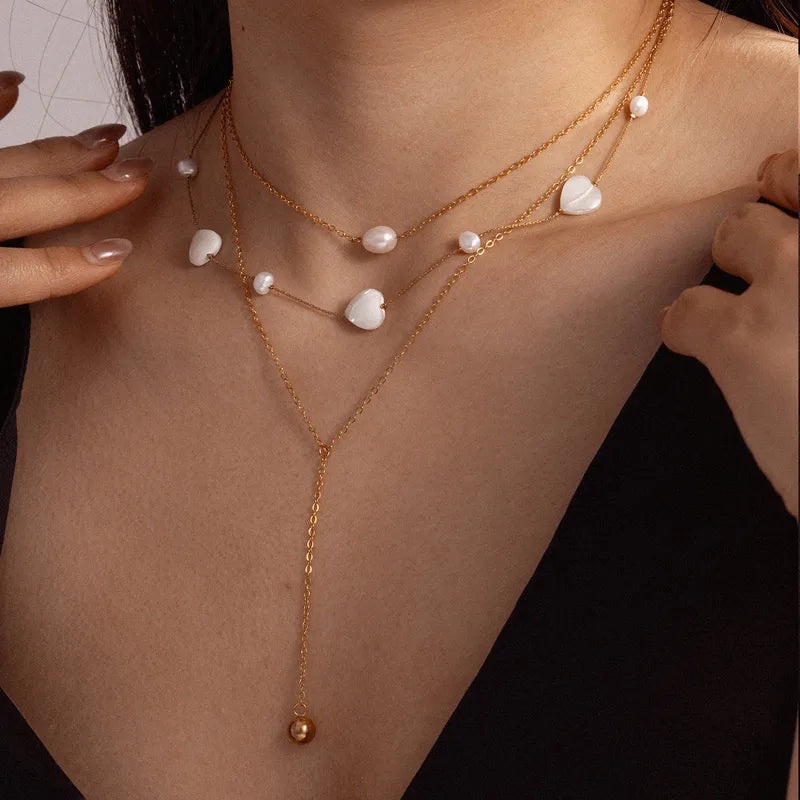 Sweet Pearl Pendant Necklace for Women - 18K Gold Plated