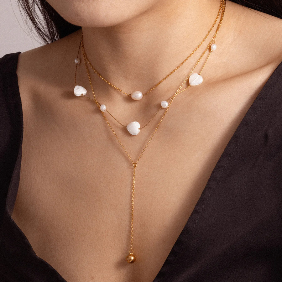 Sweet Pearl Pendant Necklace for Women - 18K Gold Plated