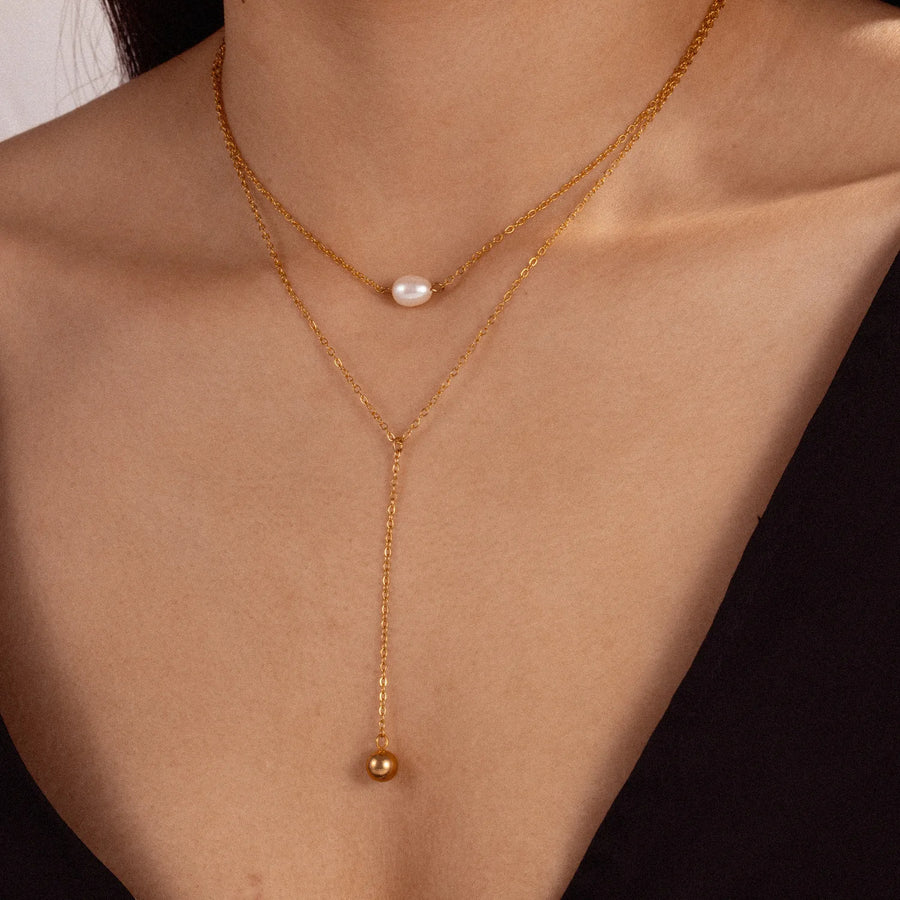 Sweet Pearl Pendant Necklace for Women - 18K Gold Plated