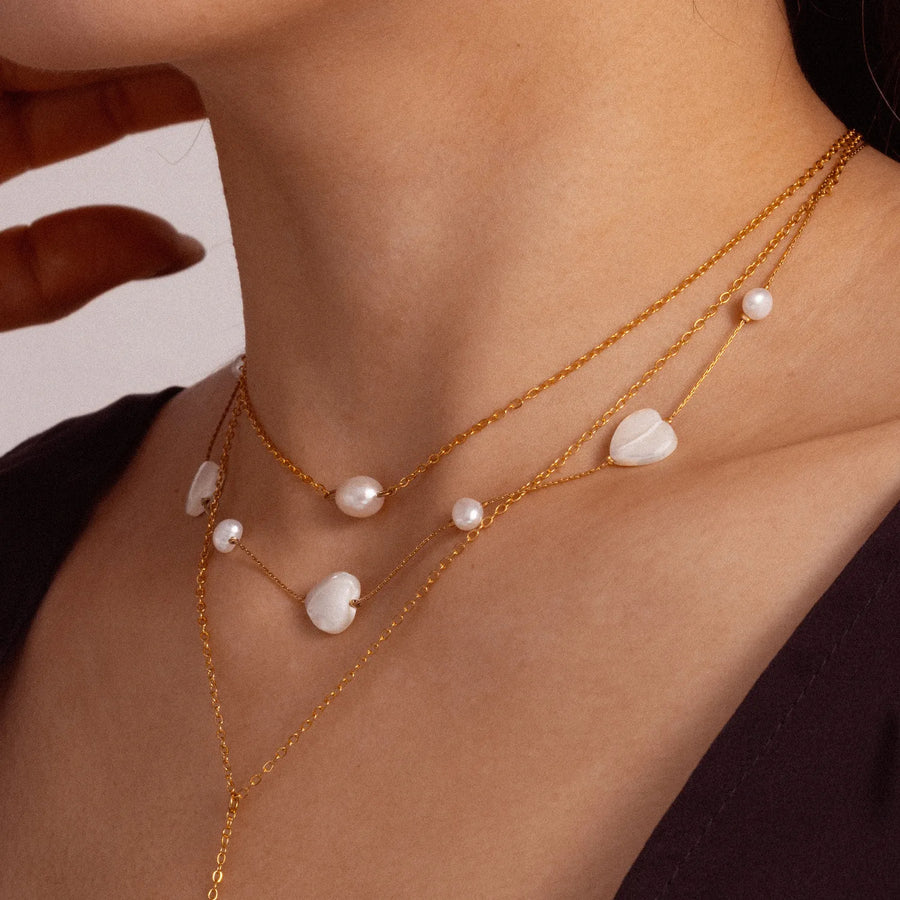 Sweet Pearl Pendant Necklace for Women - 18K Gold Plated
