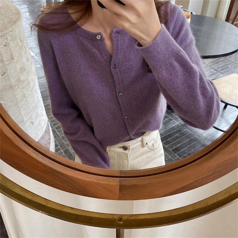 Core-spun Chenille Knit Cardigan - Layered and Oversized