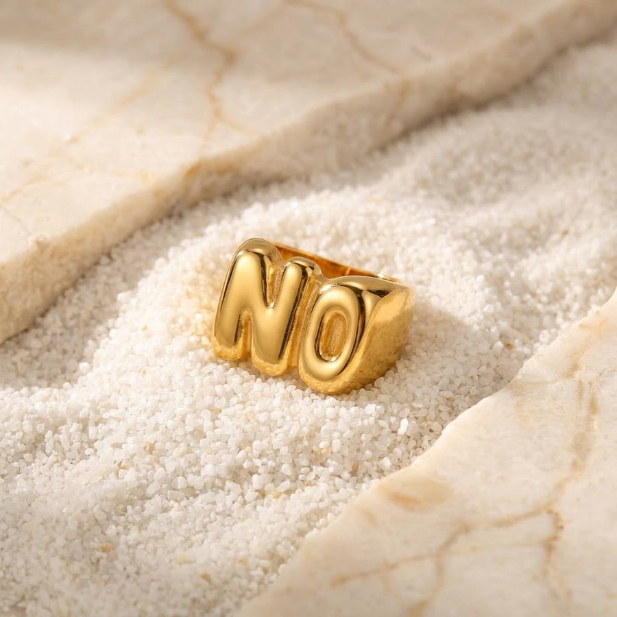 Sweet-and-cool Golden Letter Stacking Ring for Stylish Looks