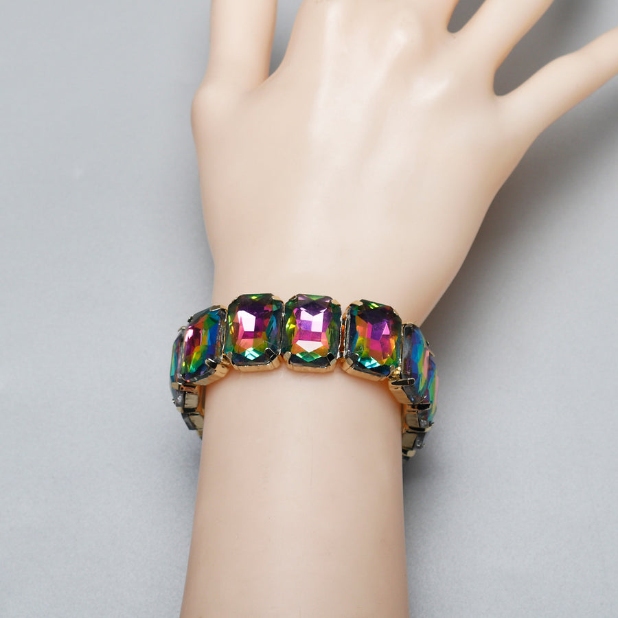 Colorful Square-shaped Multi-colored Crystal Bracelet