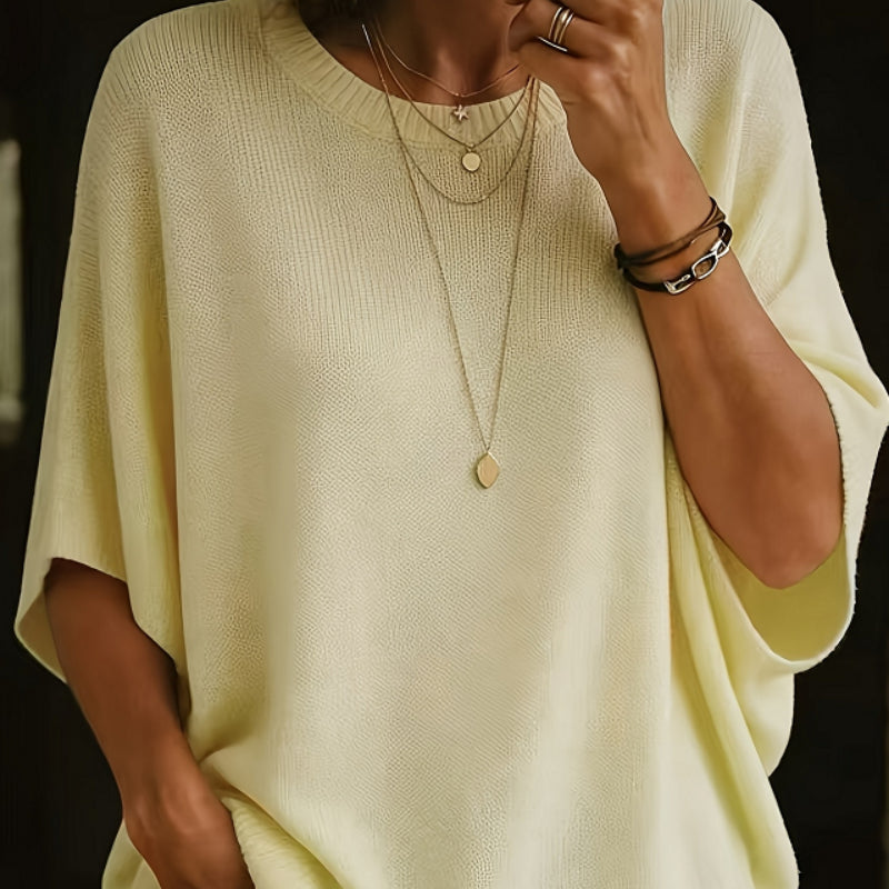 Versatile Solid-Color V-Neck Short-Sleeved T-Shirt
