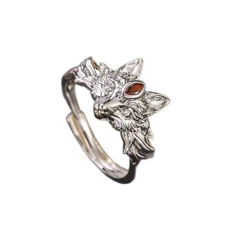 Personalized Retro Nine-Tailed Fox Ring - Unique Ring Holder