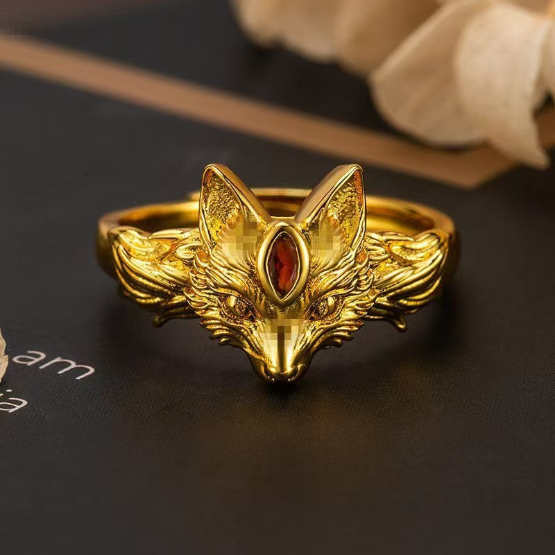 Personalized Retro Nine-Tailed Fox Ring - Unique Ring Holder