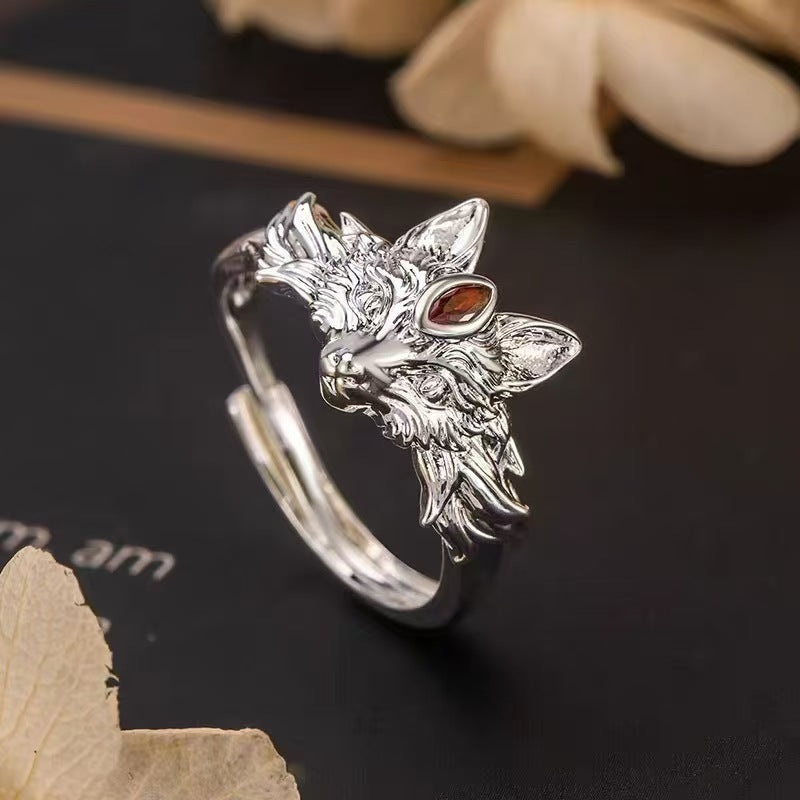 Personalized Retro Nine-Tailed Fox Ring - Unique Ring Holder